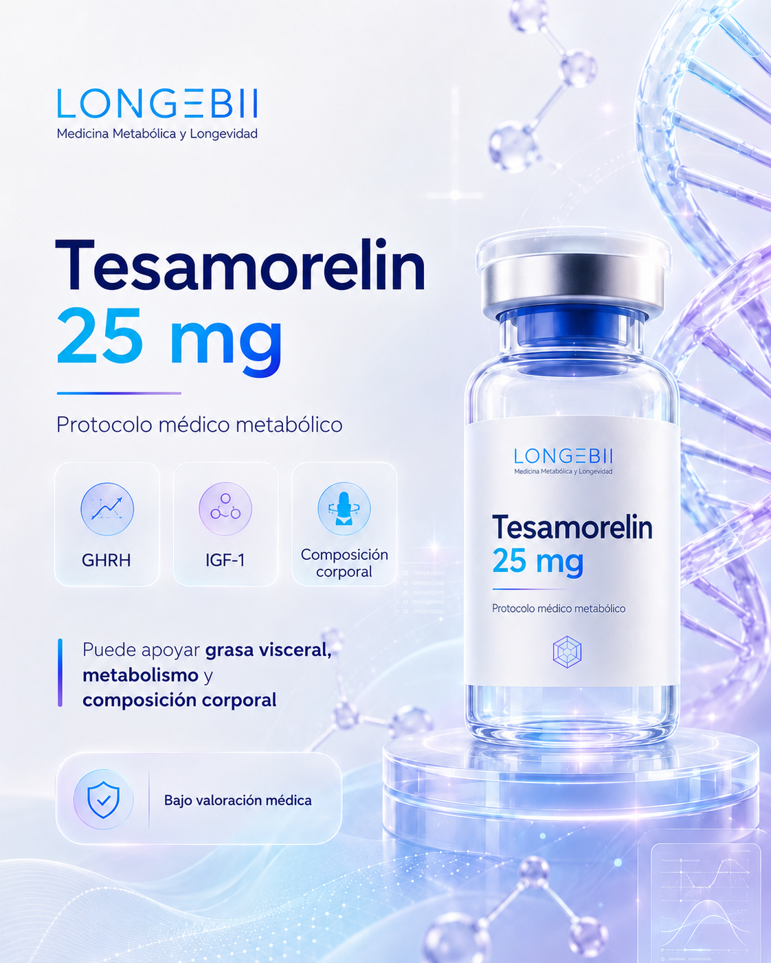 Tesamorelin 25 mg | Protocolo Médico Metabólico