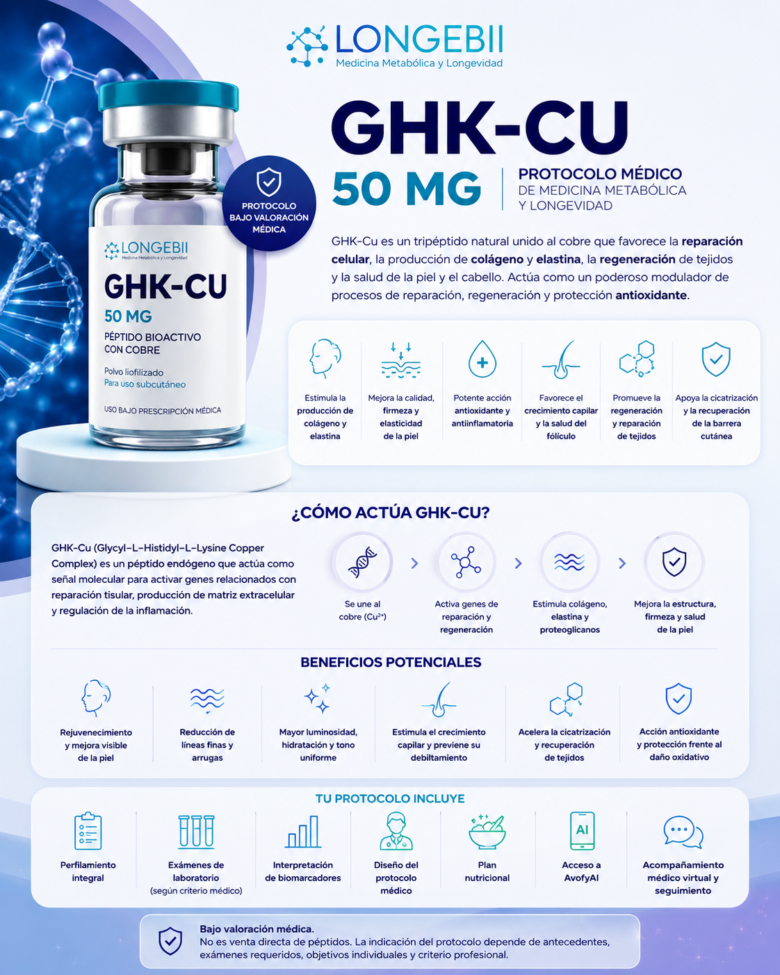 GHK-Cu 50 mg | Protocolo Médico Regenerativo y Piel