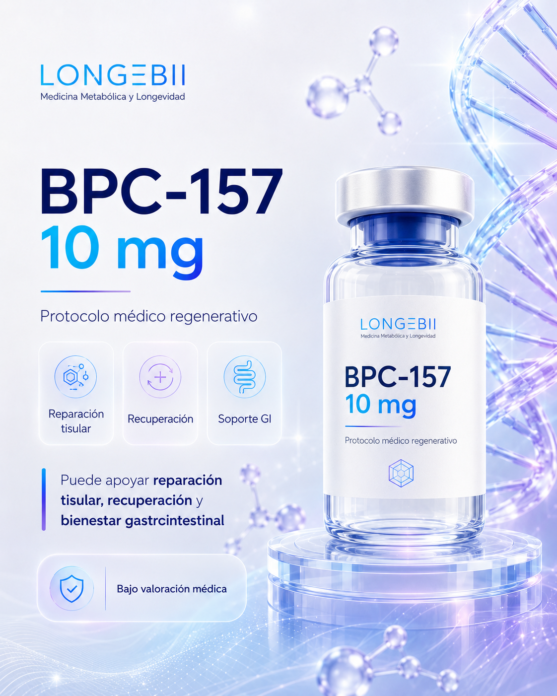 BPC-157 10 mg | Protocolo Médico Regenerativo y Gastrointestinal